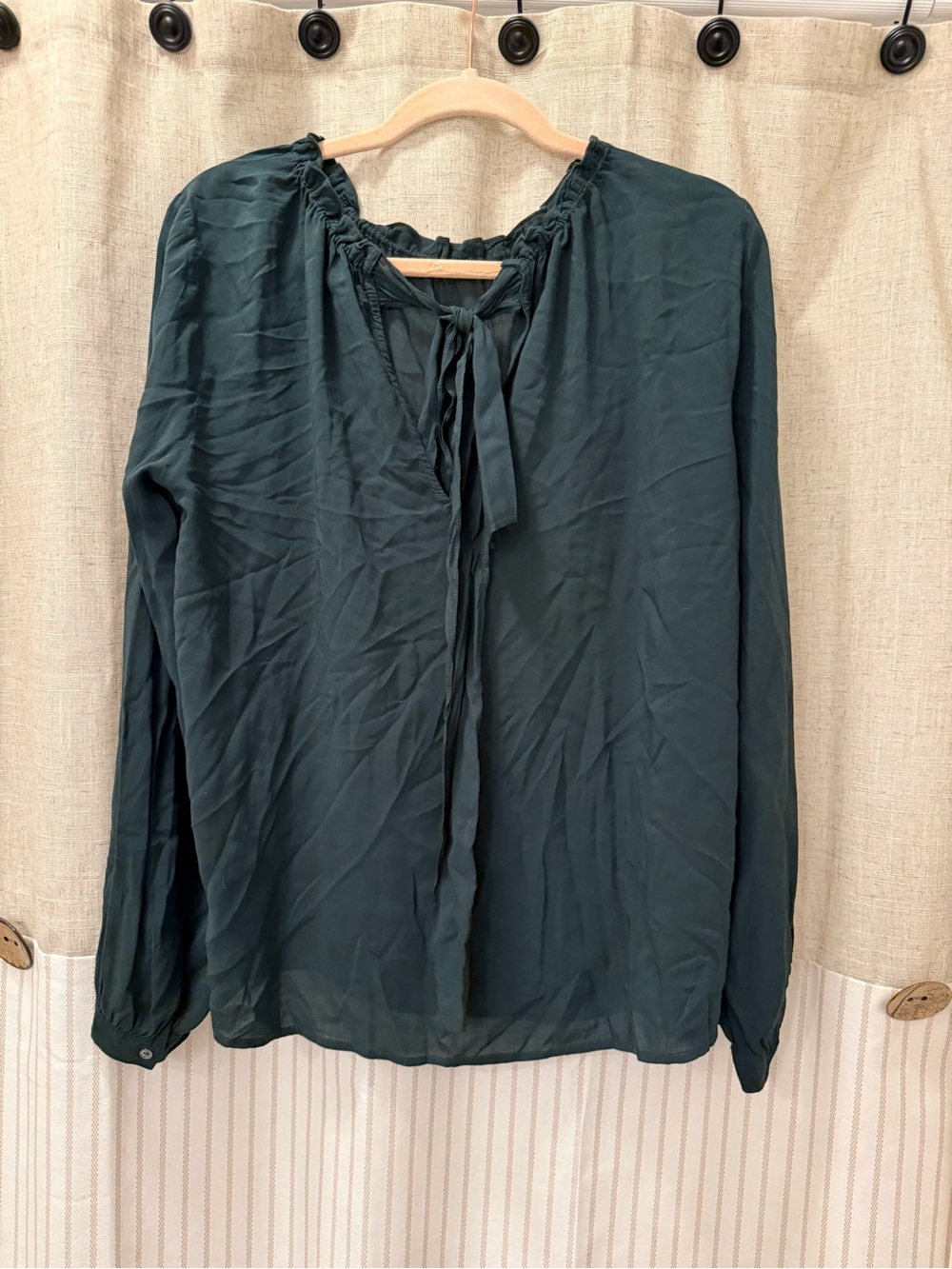 Velvet by Graham & Spencer Dark Teal Long-Sleeve Peasant Top - Picture 2 of 6